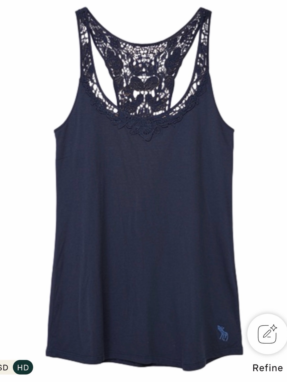 Abercrombie & Fitch Navy Crochet Racerback Tank